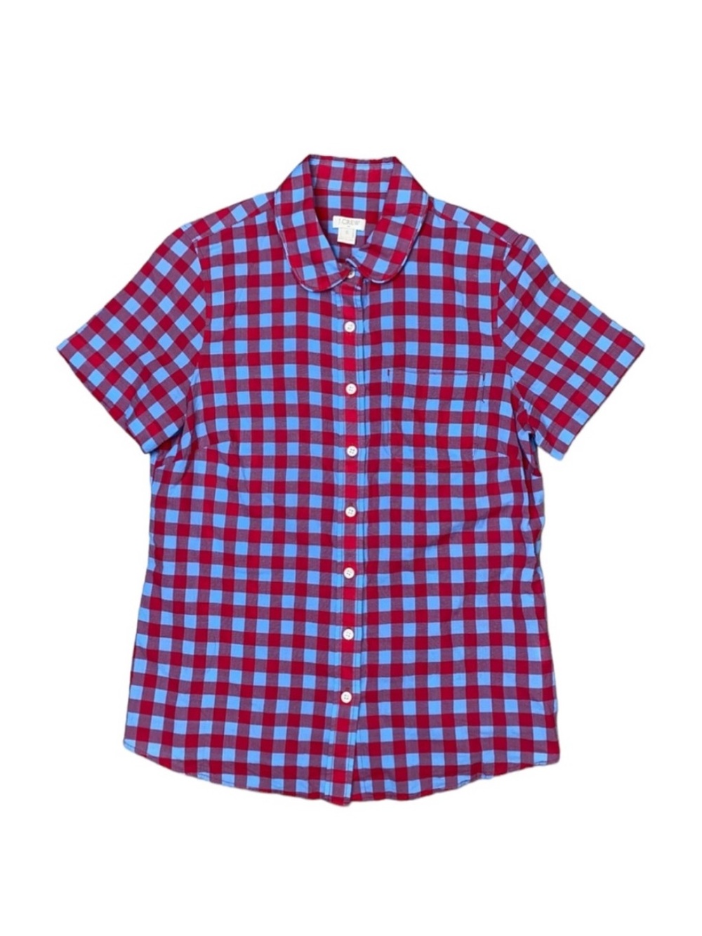J. Crew Gingham Button Down Shirt Small Blue Red